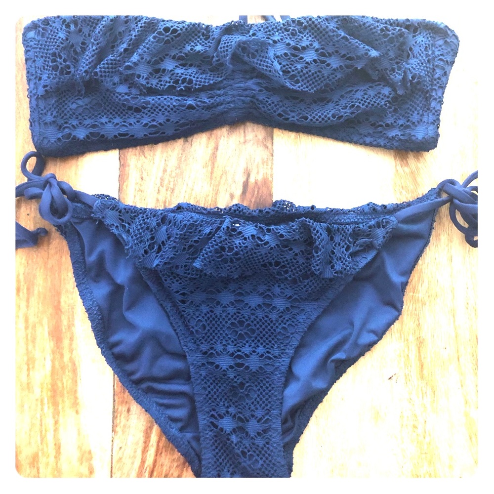 Navy Blue Lacy Ralph Lauren swim swim suit bikini